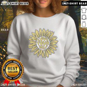 Pretty Levity Love Yourself Flower Sweatshirt featuring vibrant floral design and cozy fit, perfect for self-love and comfort.