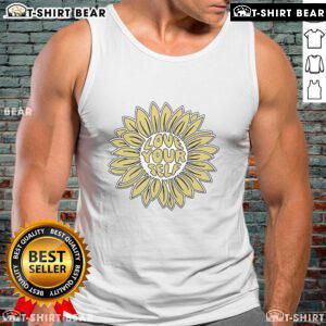 Alt Text: Pretty Levity Love Yourself Flower Tank Top in vibrant colors, perfect for casual summer outfits and self-expression.