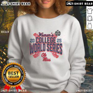 Pretty Ole Miss Rebels 2025 NCAA Softball Women's College World Series sweatshirt featuring team colors and logo.
