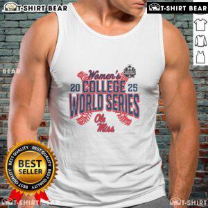 Alt Text: Stylish Pretty Ole Miss Rebels 2025 NCAA Softball Women's College World Series tank top showcased on display.