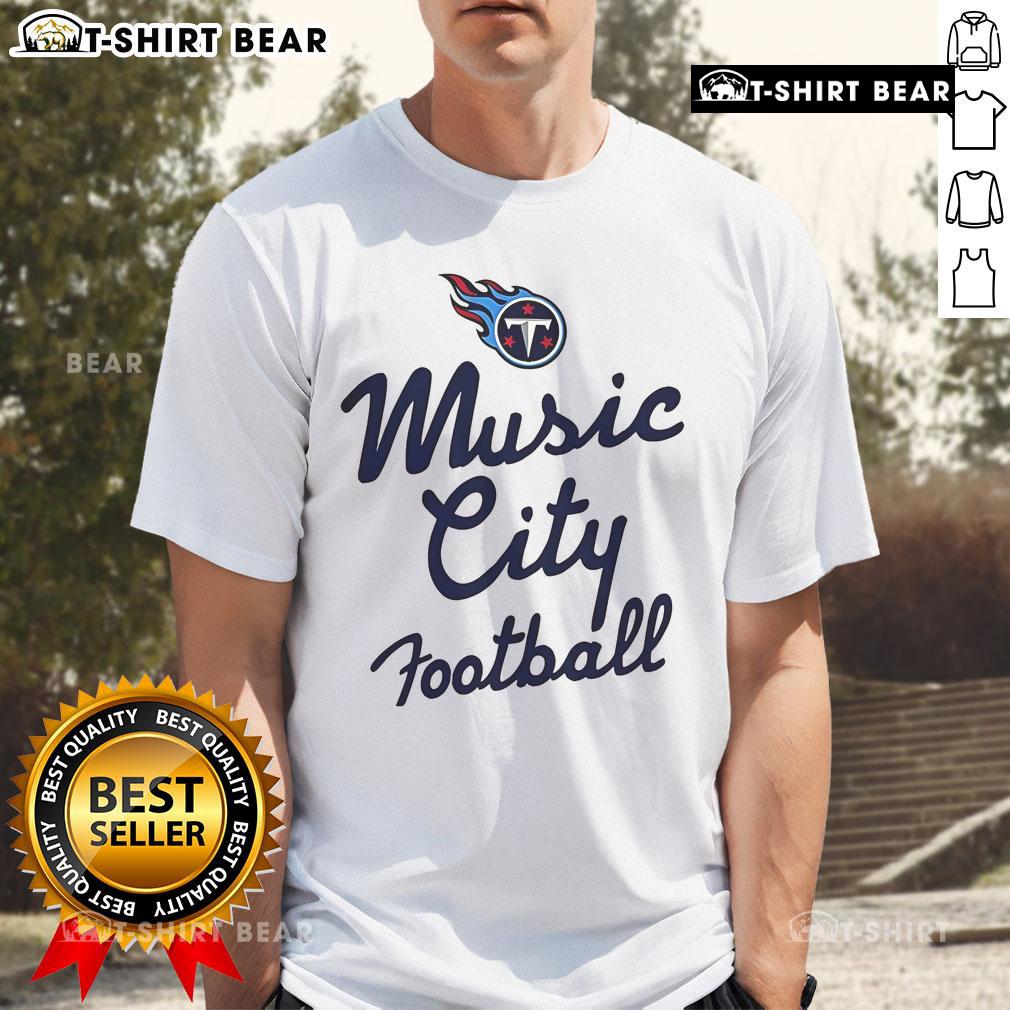Alt Text: Pretty Tennessee Titans NFL Music City Football T-Shirt featuring vibrant team colors and stylish design for fans.