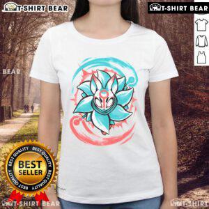 Pretty teal lotus blooms graphic on a stylish ladies tee, perfect for casual wear and nature lovers.