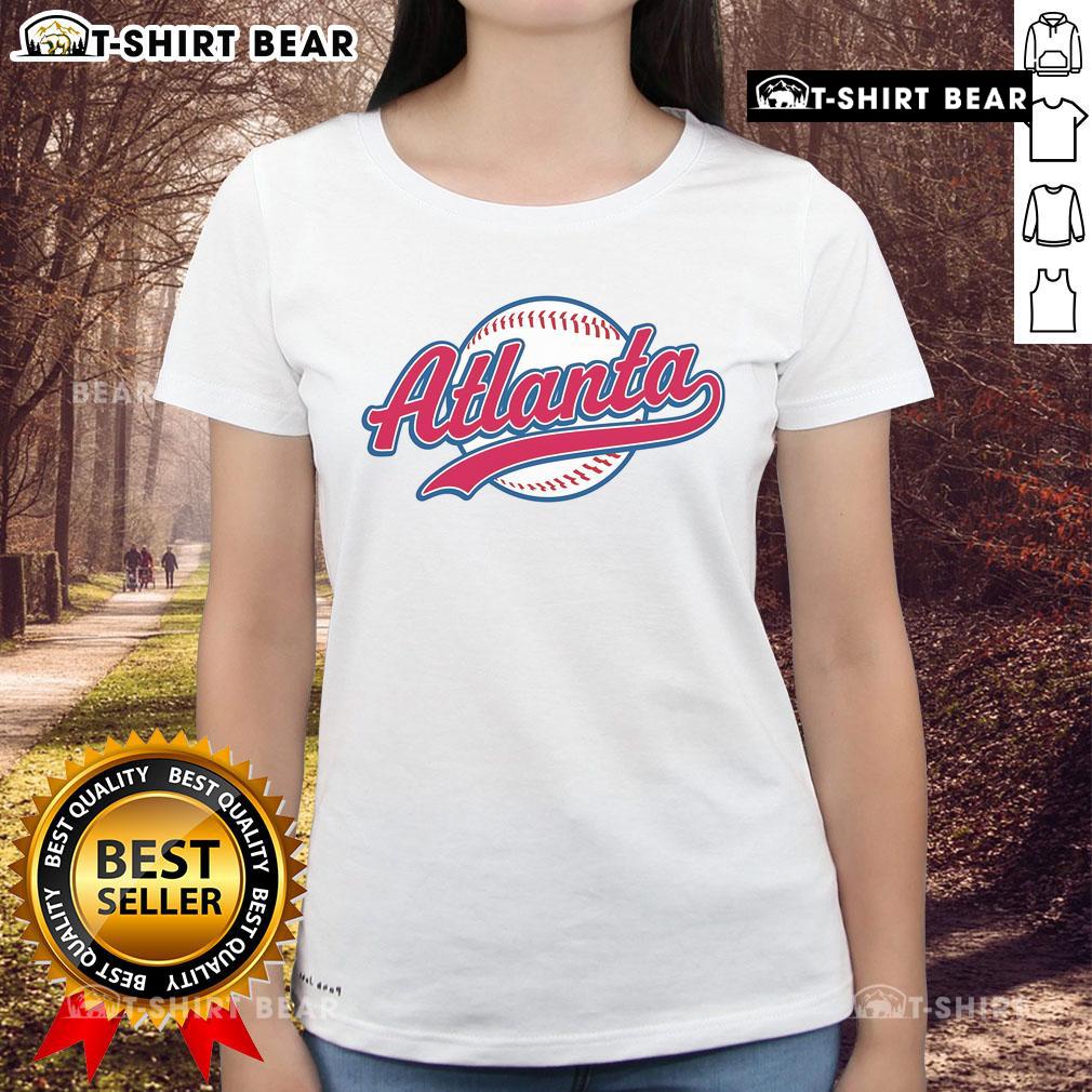 Pretty vintage Atlanta baseball ladies tee featuring a classic design, perfect for fans of retro sportswear.