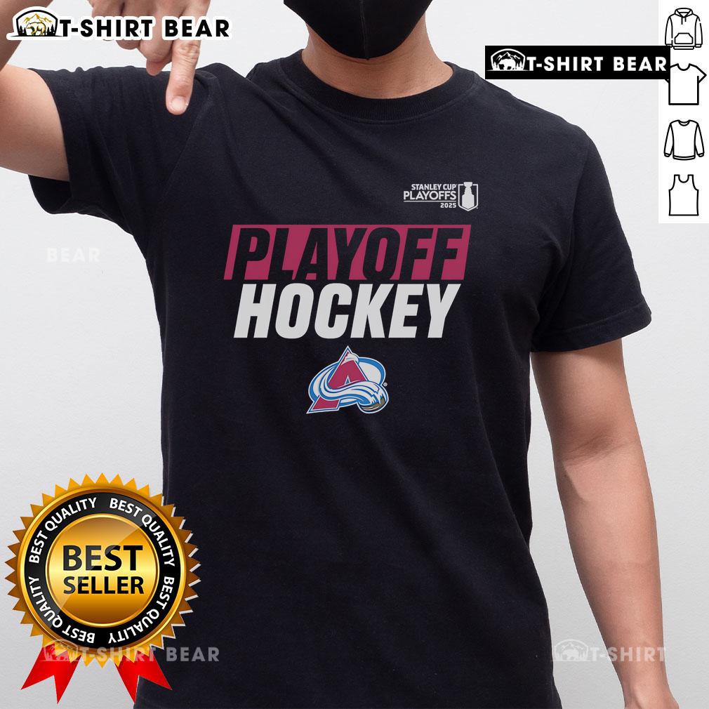 Top 2025 Avalanche Playoff Breakout T-Shirt featuring team colors and logo, perfect for fans celebrating playoff season.