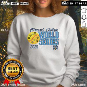 Top 2025 NCAA Softball Women's College World Series infield sweatshirt, featuring team colors and logo design.