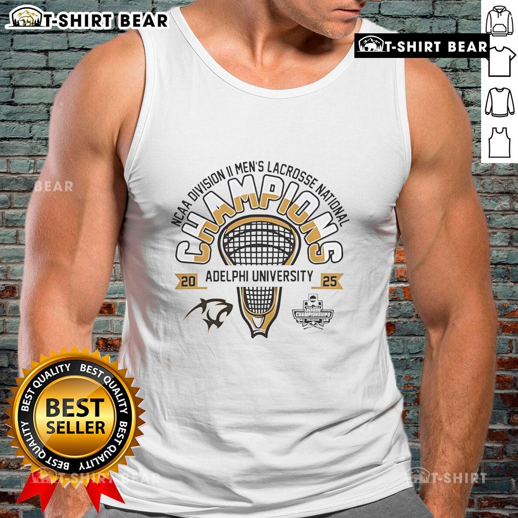 Adelphi University Men's Lacrosse 2025 DII National Champions tank top showcasing team pride and championship spirit.