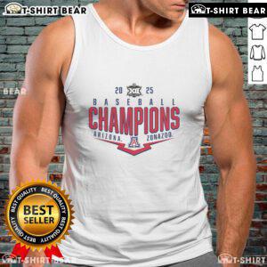 Alt Text: Arizona Wildcats 2025 Big 12 Baseball Conference Tournament Champions tank top design featuring team colors and logo.