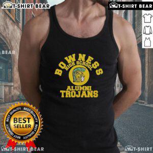 Top Bowness High School Alumni Trojans tank top featuring school colors and logo, perfect for proud graduates.