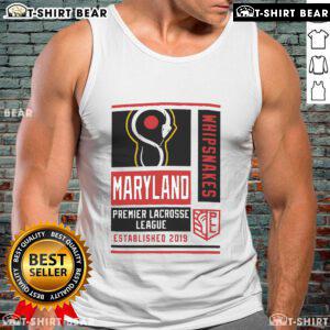 Top Champion Men's Maryland Whipsnakes Red Athletic Tank Top featuring team logo and breathable fabric for active wear.