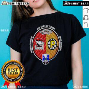 Top Charlotte Checkers vs Providence Bruins 2025 Calder Cup Playoffs ladies tee featuring team logos and vibrant design.