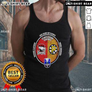 Fan wearing a Top Charlotte Checkers vs Providence Bruins 2025 Calder Cup Playoffs tank top at the game.