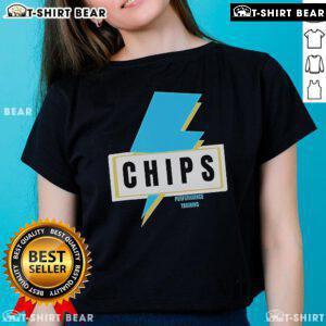 Top Chips Performance Training Lightning Ladies Tee in vibrant colors, perfect for workouts and stylish athletic wear.
