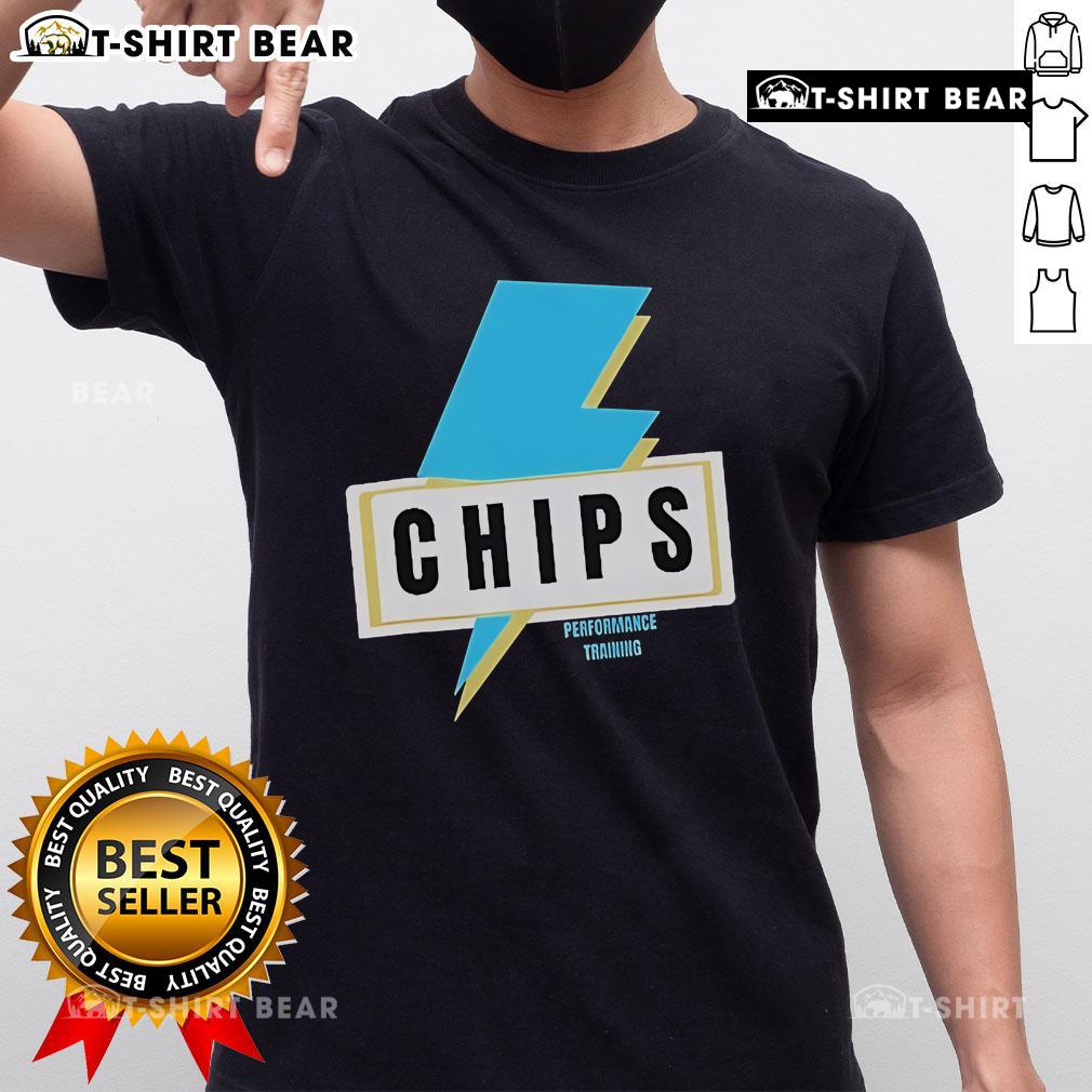 Top Chips Performance Training Lightning T-Shirt featuring a vibrant design, ideal for athletic workouts and fitness enthusiasts.
