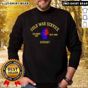 US Army veteran sweatshirt from 1975-1980, honoring Cold War service in Germany, featuring military-themed design.