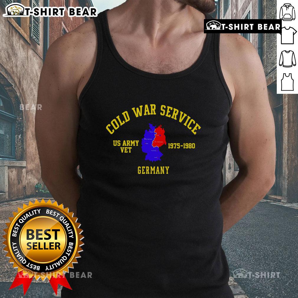 US Army veteran tank top from 1975-1980, celebrating Cold War service in Germany with patriotic design.