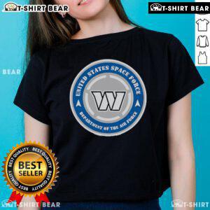 Alt Text: Top Commanders of the United States Space Force at Military Appreciation Night wearing Ladies Tee shirts.