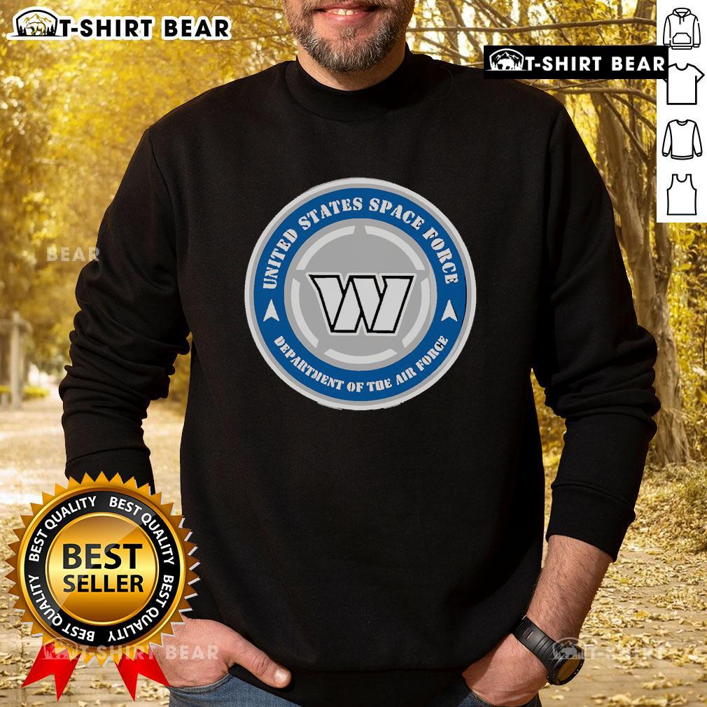 Alt Text: United States Space Force commanders in military appreciation night sweatshirts, showcasing team spirit and pride.