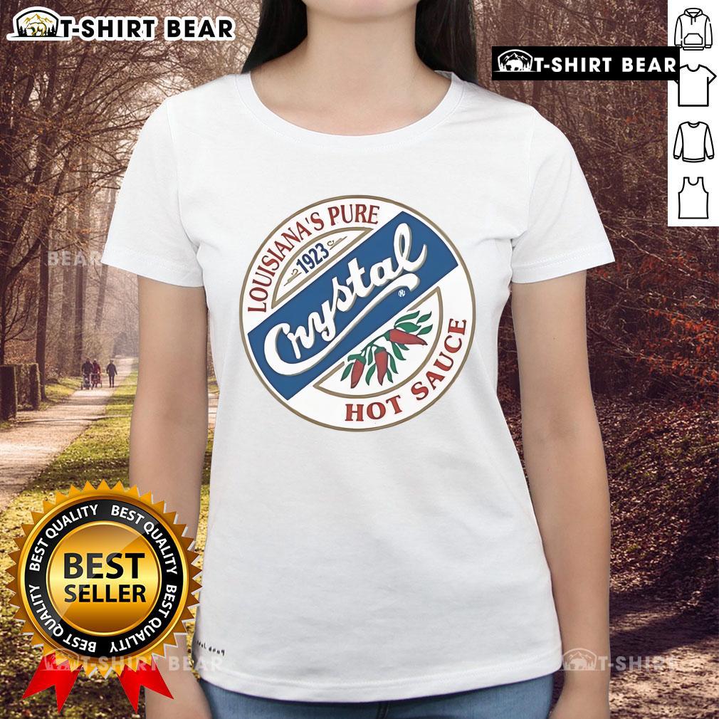 Top Crystal Hot Sauce Louisiana's Pure 1923 Ladies Tee in vibrant colors, showcasing a stylish and bold design.