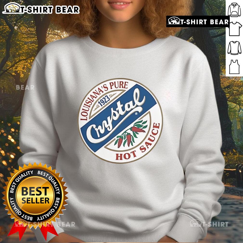Top Crystal Hot Sauce Louisiana's Pure 1923 sweatshirt featuring bold graphics and vibrant colors.