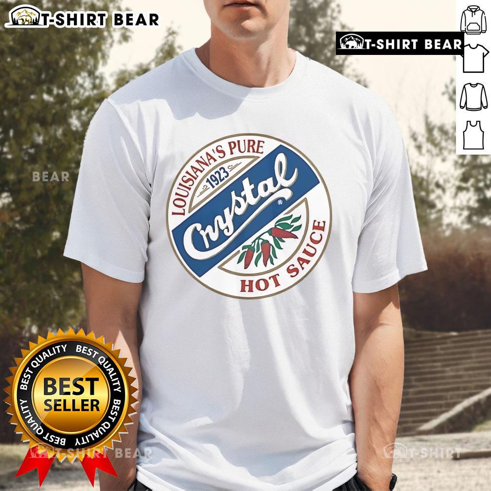 Alt Text: Top Crystal Hot Sauce Louisiana's Pure 1923 T-Shirt featuring vibrant graphics and a stylish design for hot sauce lovers.
