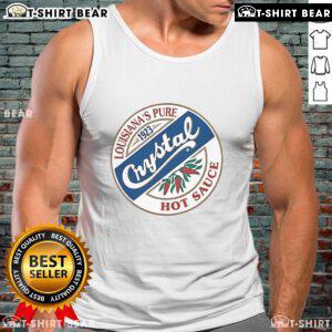 Alt Text: Top Crystal Hot Sauce Louisiana's Pure 1923 tank top featuring vibrant design, perfect for hot sauce enthusiasts.
