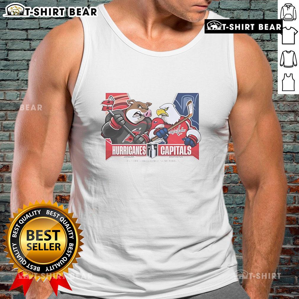 Alt Text: Dallas Stars vs Carolina Hurricanes 2025 Eastern Conference Semi-Finals mascot tank top design