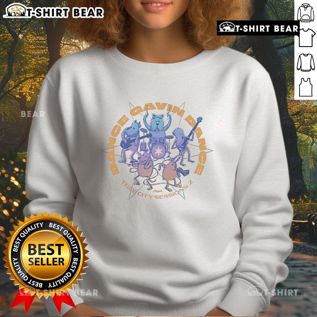 Top Dance Gavin Dance Tree City Sessions 2 sweatshirt featuring vibrant design and band logo, perfect for fans.