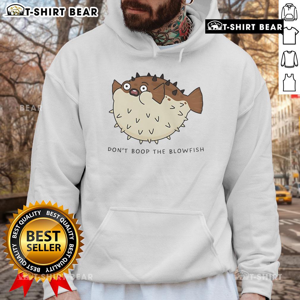 Cozy Top Don't Boop the Blowfish Puffer Fish Hoodie featuring a playful puffer fish design, perfect for sea life lovers.