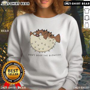 Cozy sweatshirt featuring a playful 'Don't Boop The Blowfish' puffer fish design, perfect for ocean lovers and casual wear.