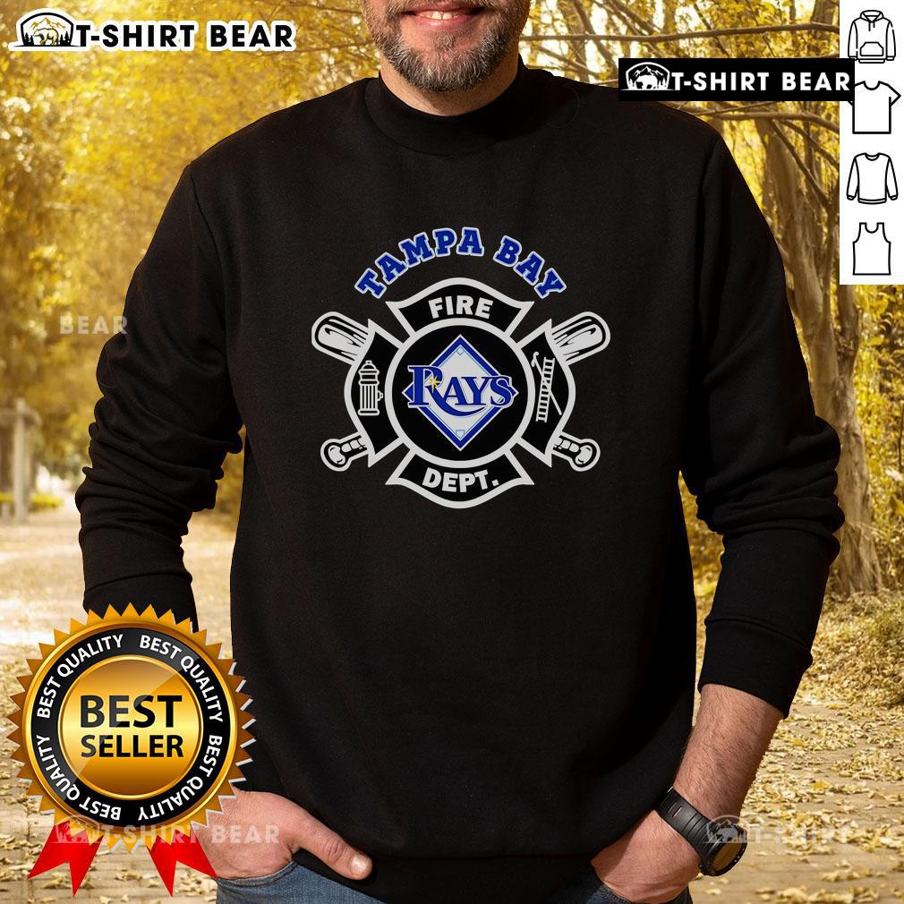 Top Fire Dept Tampa Bay Rays baseball sweatshirt featuring team logo and vibrant colors, perfect for fans.