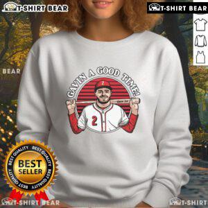 Gavin Lux wearing a stylish sweatshirt, showcasing the Top Gavin A Good Time design for trendy casual wear.