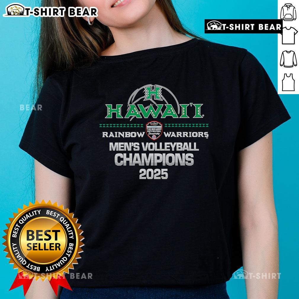 2025 Hawaii Rainbow Warriors Men's Volleyball Champions ladies tee showcasing team pride and vibrant colors.