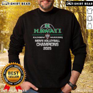 2025 Hawaii Rainbow Warriors Men's Volleyball Champions sweatshirt featuring vibrant team colors and logo design.