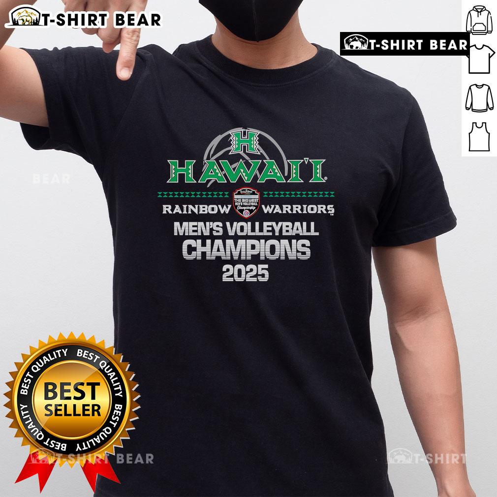 Alt Text: 2025 Top Hawaii Rainbow Warriors Men's Volleyball Champions T-Shirt featuring vibrant graphics and team colors.