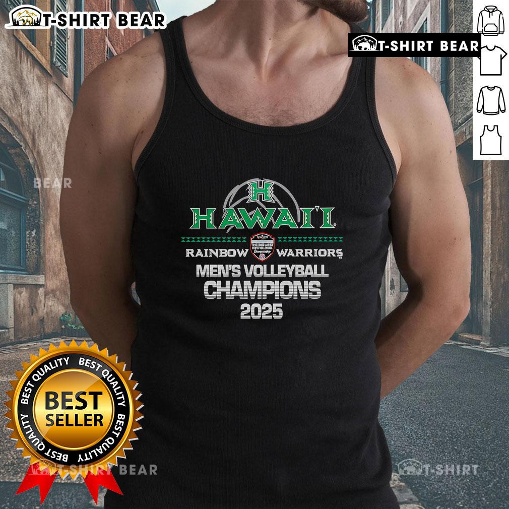 Top Hawaii Rainbow Warriors Men's Volleyball Champions 2025 tank top featuring vibrant colors and team logo design.