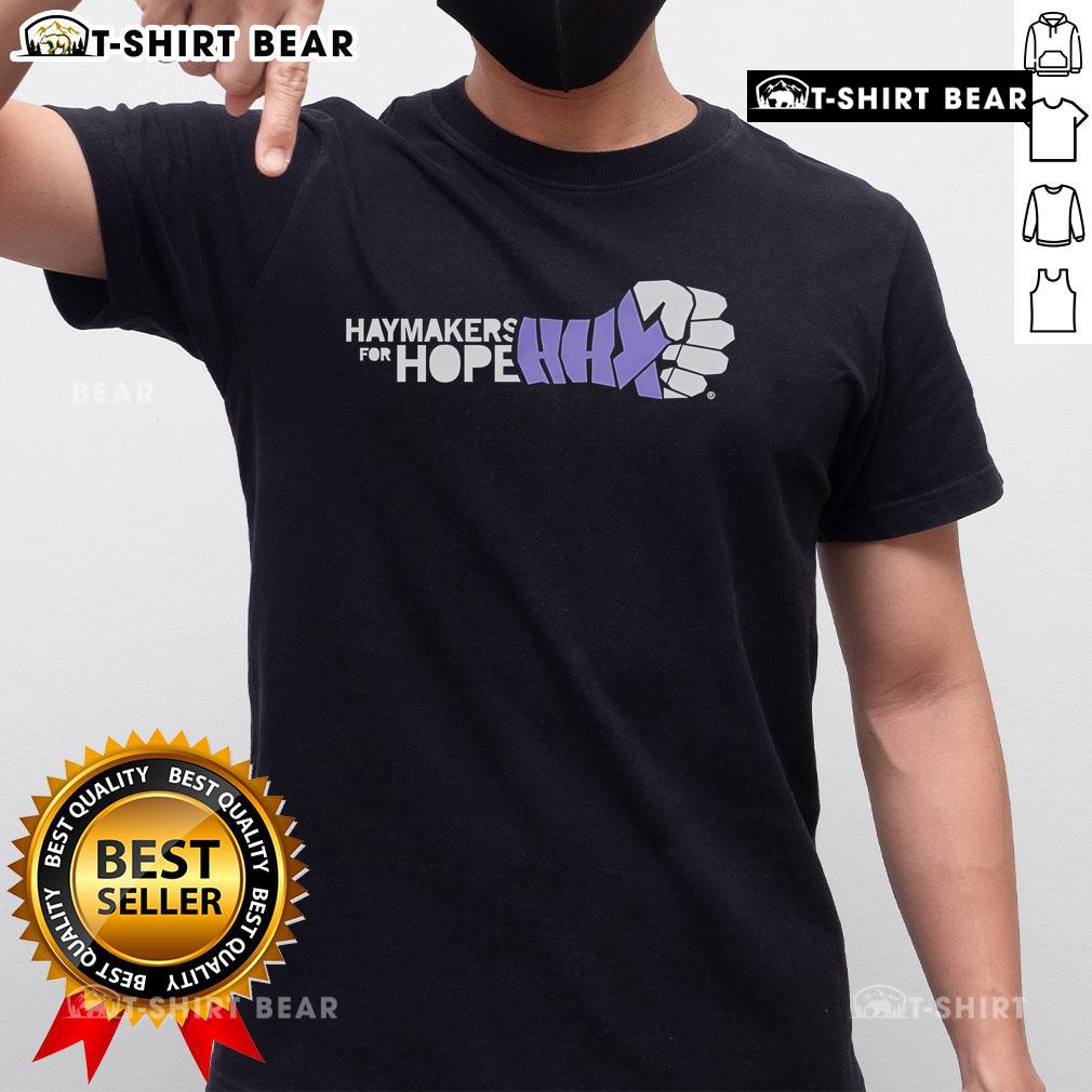 Top Haymakers For Hope Punch Hand T-Shirt showcasing a vibrant design with a fist symbolizing strength and support.