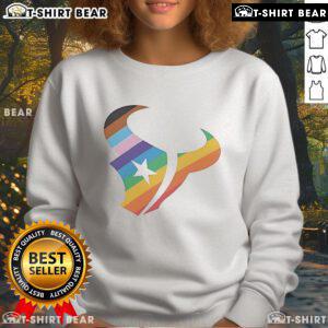 Top Houston Texans logo pride sweatshirt featuring vibrant team colors and a comfortable design for fans.