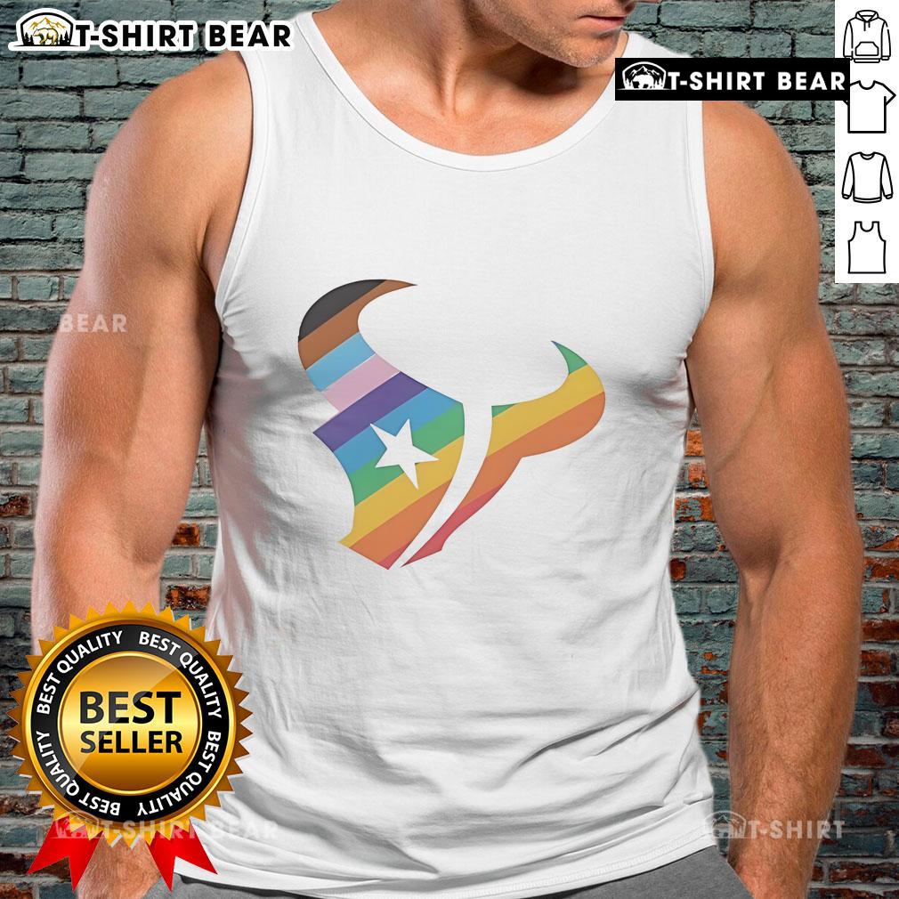 Alt Text: Stylish Top Houston Texans logo pride tank top featuring team colors, perfect for game day and casual wear.