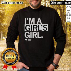 Cozy Top Im A Girls Girl Sweatshirt in pastel pink, perfect for casual outings and showcasing your fun personality.