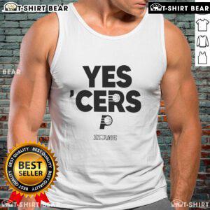 Top Indiana Pacers Yes 'Cers 2024-25 NBA Playoffs tank top featuring team colors and logo, perfect for fans.
