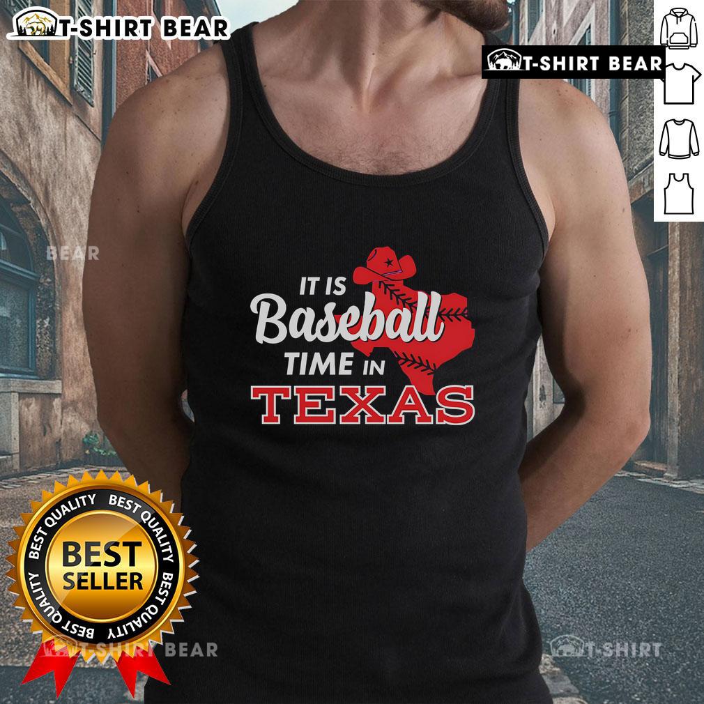 Top Its Baseball Time in Texas tank top featuring a stylish design perfect for baseball fans in Texas.