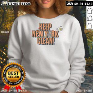 Cozy 'Top Keep New York Clean' sweatshirt in gray, promoting environmental awareness and city pride.