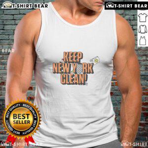 Stylish Top Keep New York Clean tank top displayed on a hanger, promoting eco-friendly awareness and urban pride.