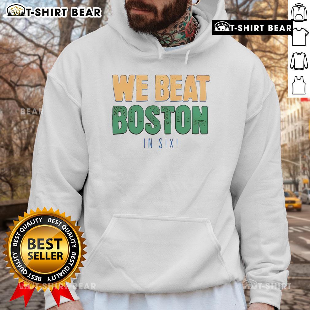 New York Knicks playoff hoodie featuring 'Top Knicks Beat Boston in Six' design for basketball fans.