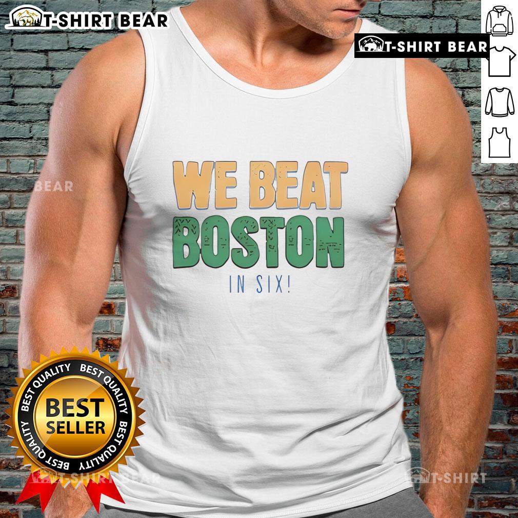 New York Knicks playoff basketball tank top celebrating victory over Boston in six games.