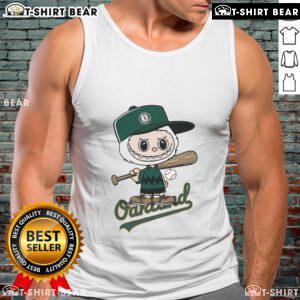 Top Labubu Charlie Brown Oakland Athletics tank top featuring vibrant team colors and playful design for fans.