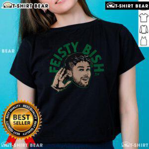 Alt Text: Top Lian Bichsel Feisty Bish Ladies Tee featuring bold graphic design and vibrant colors for stylish women.