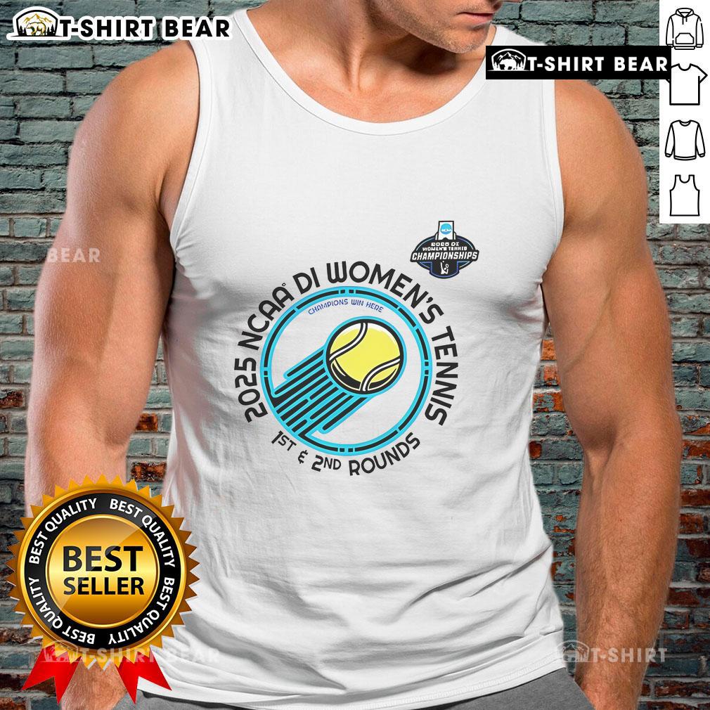Top NCAA Division I Women's Tennis 1st 2nd Rounds Champion tank top featuring vibrant design and team logo.