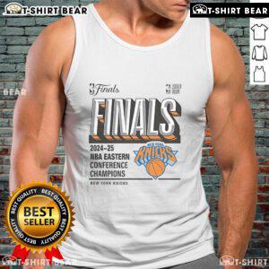 Top New York Knicks 2025 NBA Eastern Conference Champions locker room tank top showcasing team pride and style.