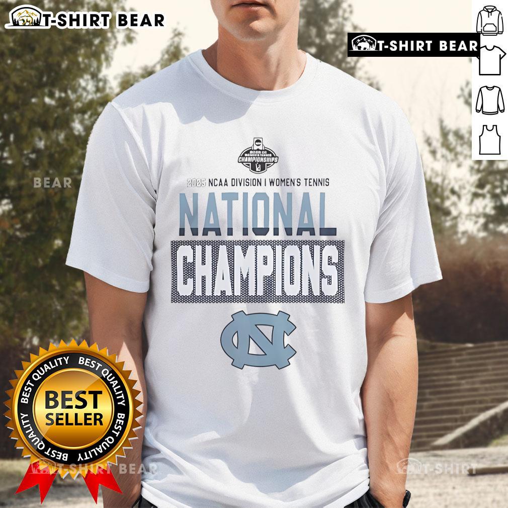 Top North Carolina Tar Heels 2025 NCAA DI Women's Tennis National Champions T-Shirt featuring team colors and logo.